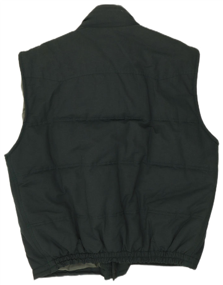 Vintage Polstret Gilet til mænd UK 38 Medium Green Polyester