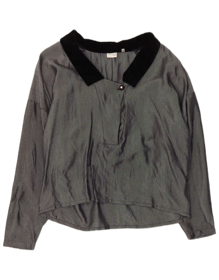 Ferretti Dame Oversized Bluse Top IT 42 Medium Grey Acetate