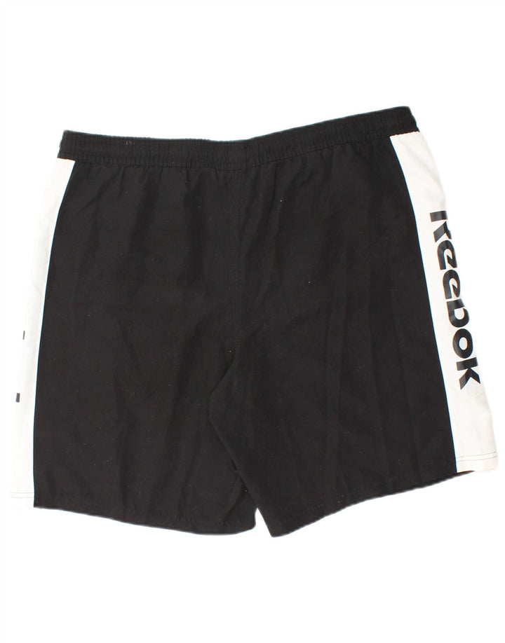 REEBOK Herre grafiske sportsshorts XL Sort Colourblock Polyester