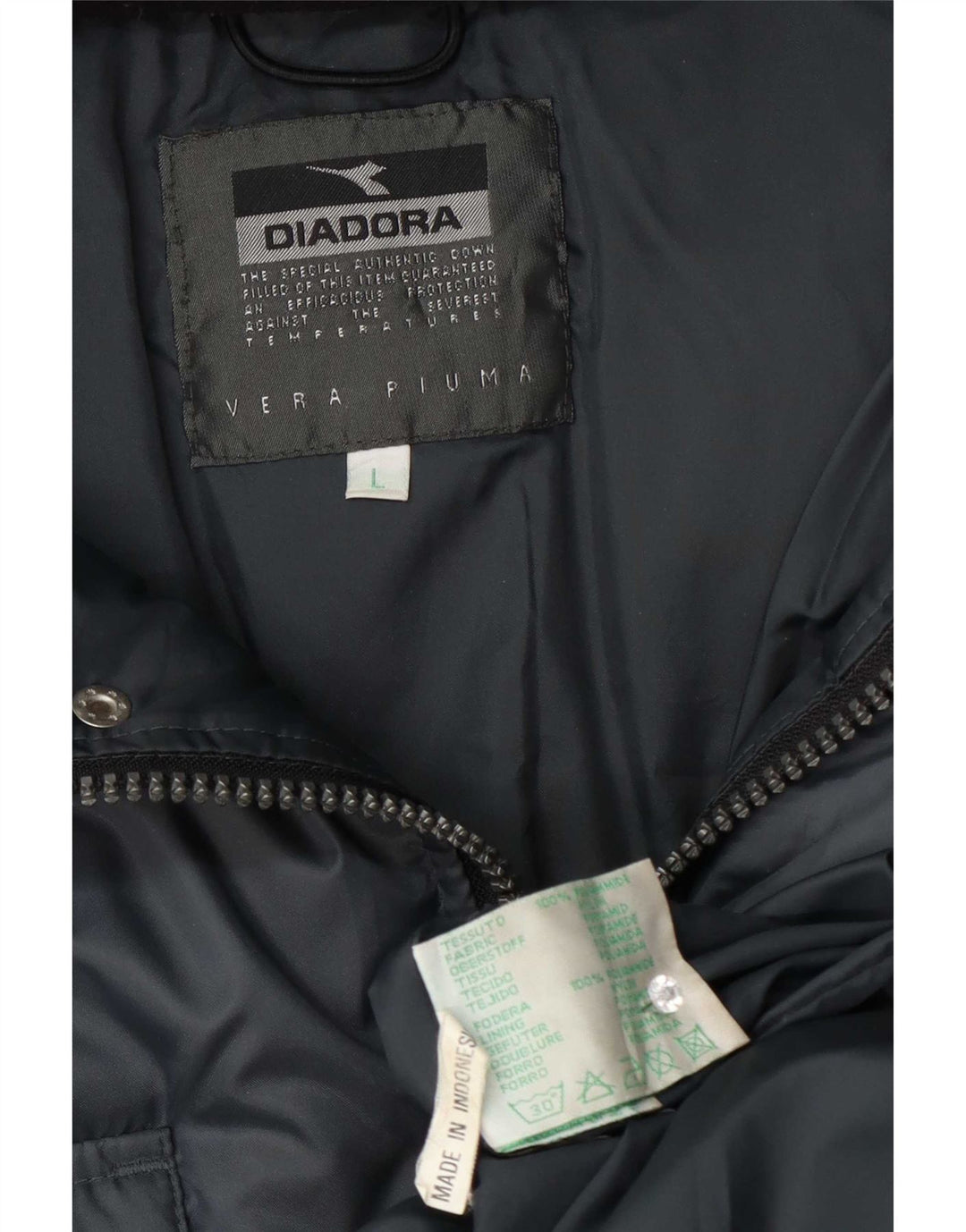 Diadora Herre hættepolstret frakke UK 40 Stor marineblå polyamid