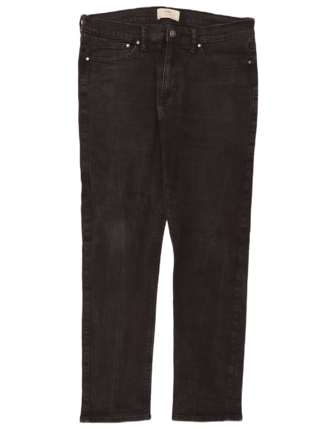 Marks & Spencer Herre Slim Jeans W34 L31 Sort Bomuld