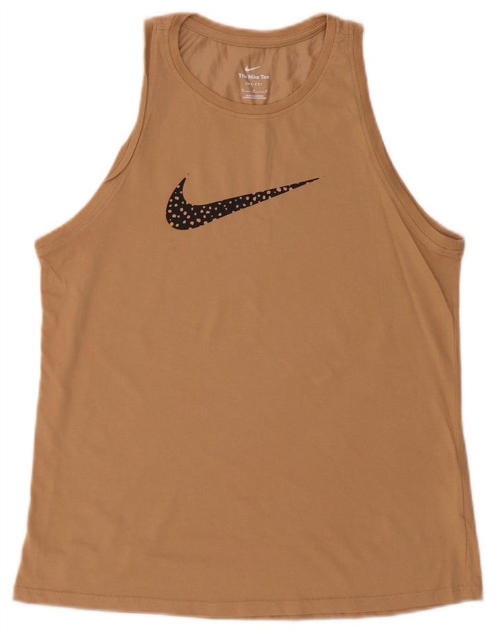 Nike Dame Dri Fit Grafisk Vest Top UK 12 Medium Beige Bomuld