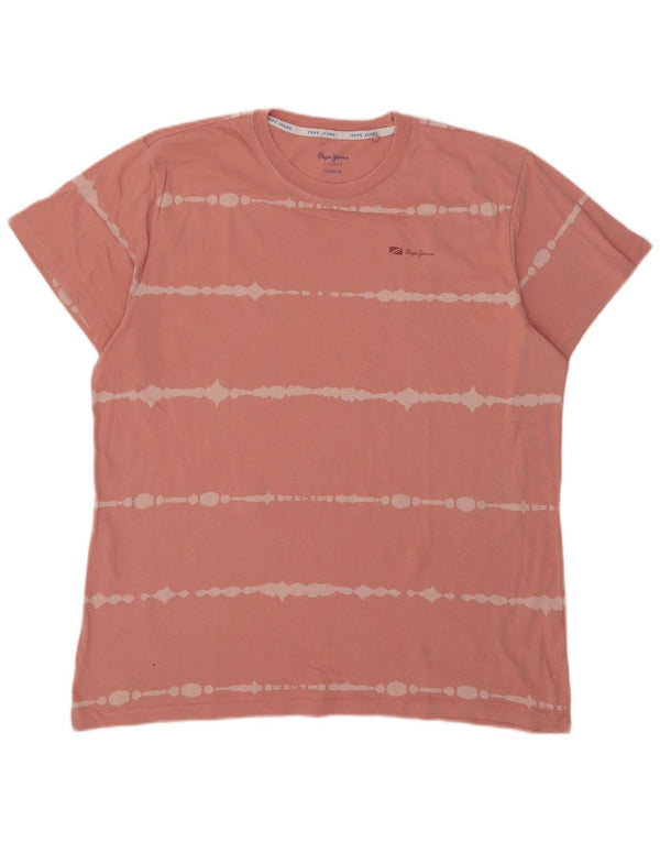 PEPE Jeans Regular T-Shirt Top XL Pink Stribet Bomuld
