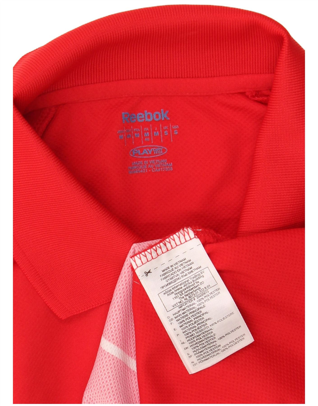 REEBOK Mens FC Koln Graphic Polo Shirt Small Red Striped Polyester