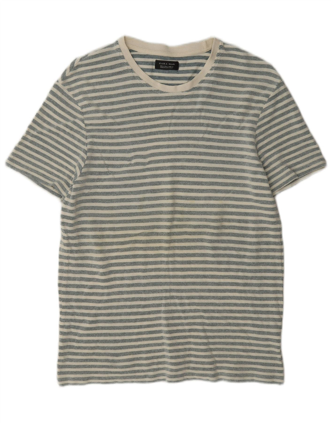 Zara Herre T-shirt Top Stor grå stribet bomuld