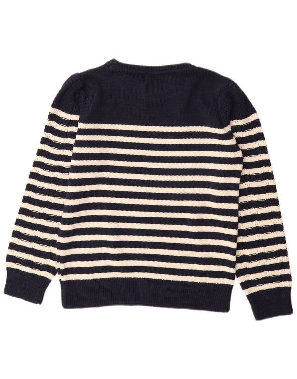 Besætningstøj Dame Boat Neck Jumper Sweater UK 12 Medium Navy Blue