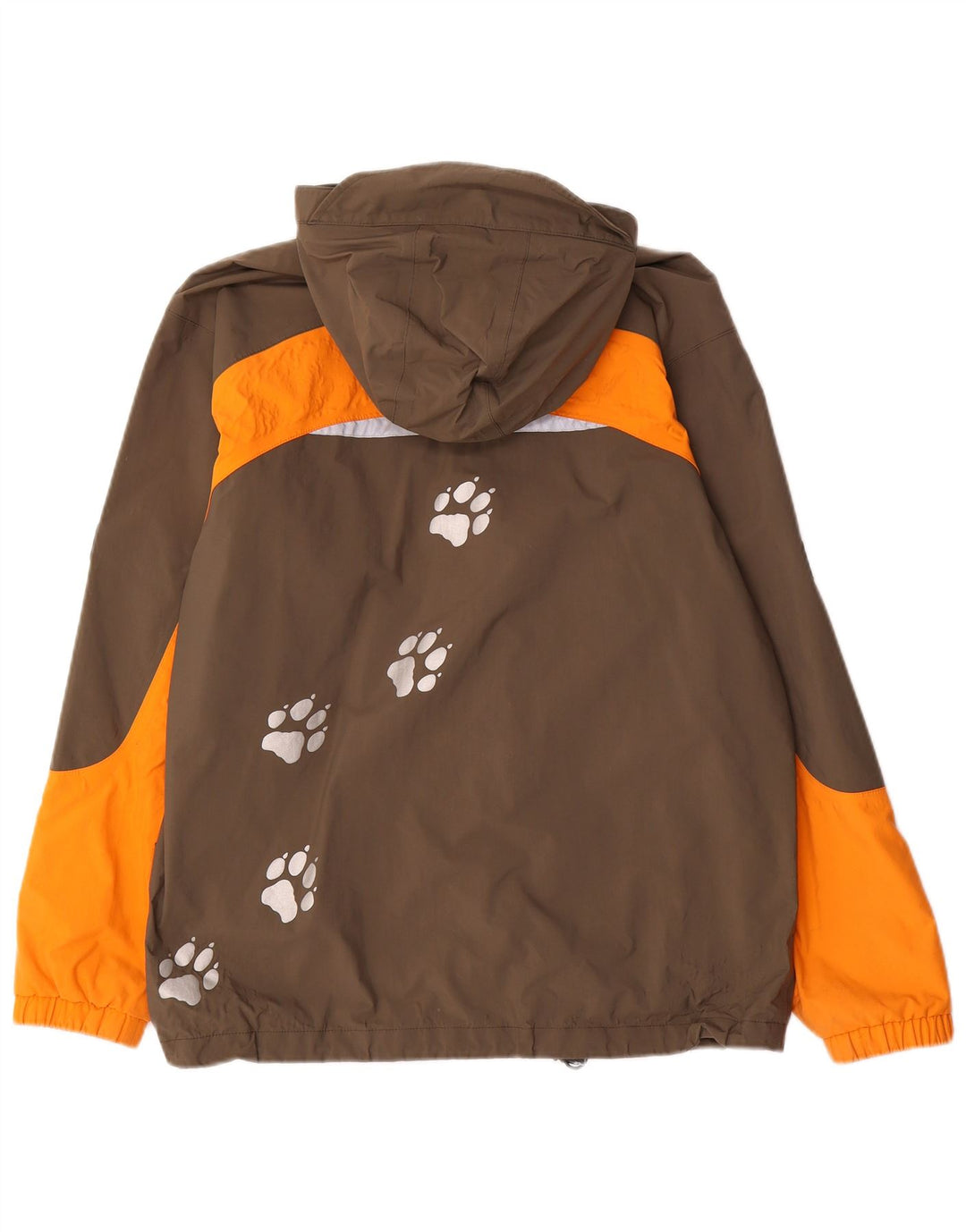 Jack Wolfskin Regnjakke med hætte til drenge 13-14 år Brun Colourblock