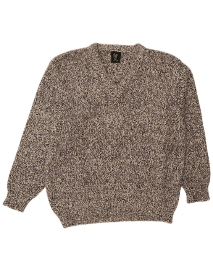 Fay Herre V-hals sweater 2XL Grå Flecked Uld