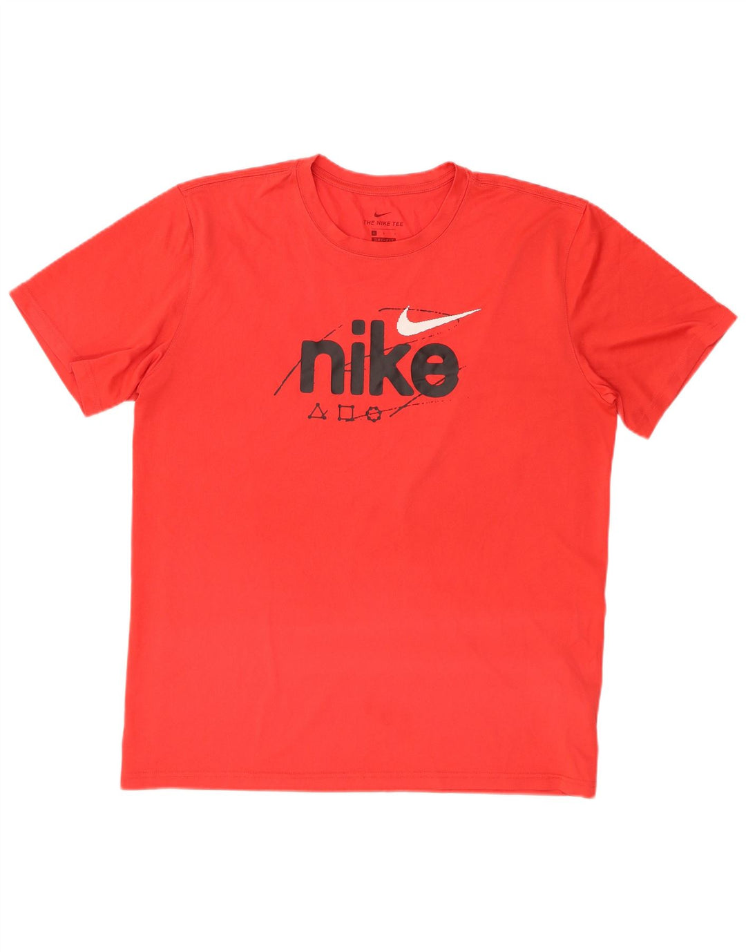 NIKE Herre Dri Fit grafisk T-shirt Top Stor rød polyester