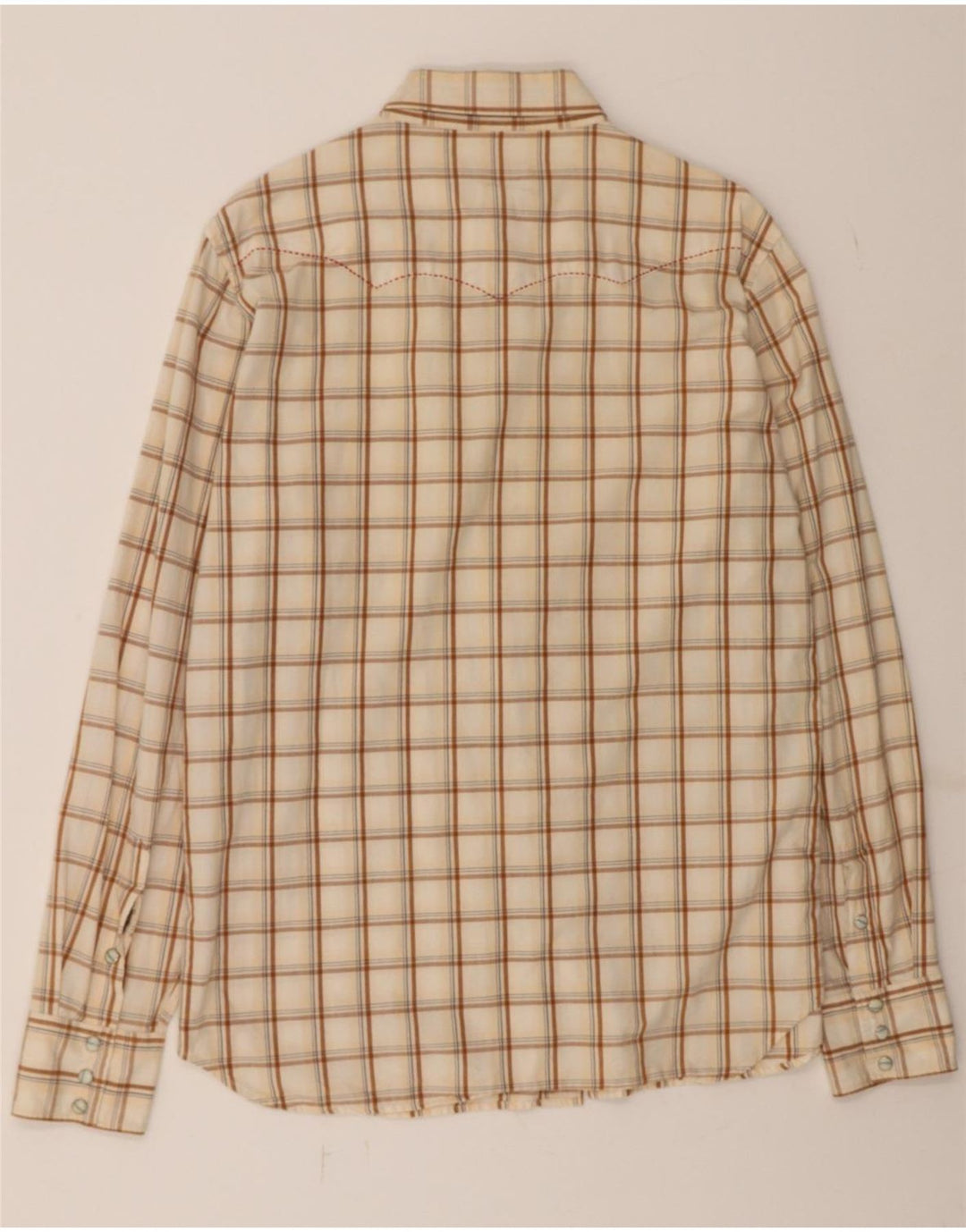 GAS Mens Shirt Large Beige Check Cotton Vintage Gas and Second-Hand Gas from Messina Hembry 