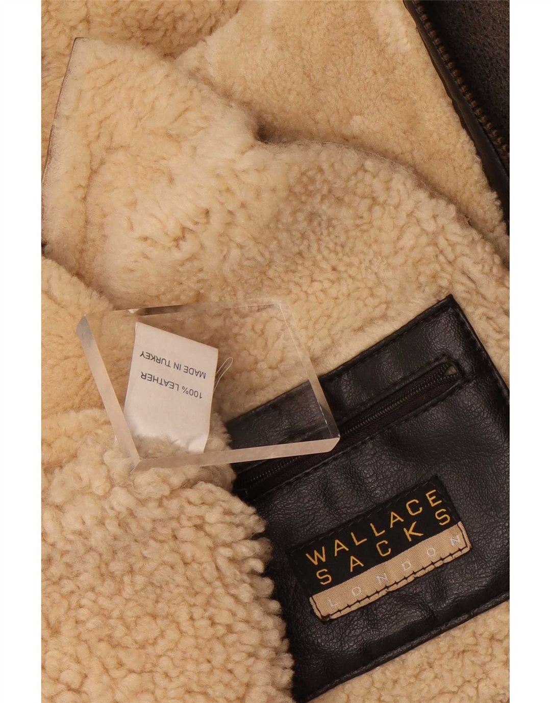 Wallace Sacks Shearling Jacket UK 40 Large Grey Læder