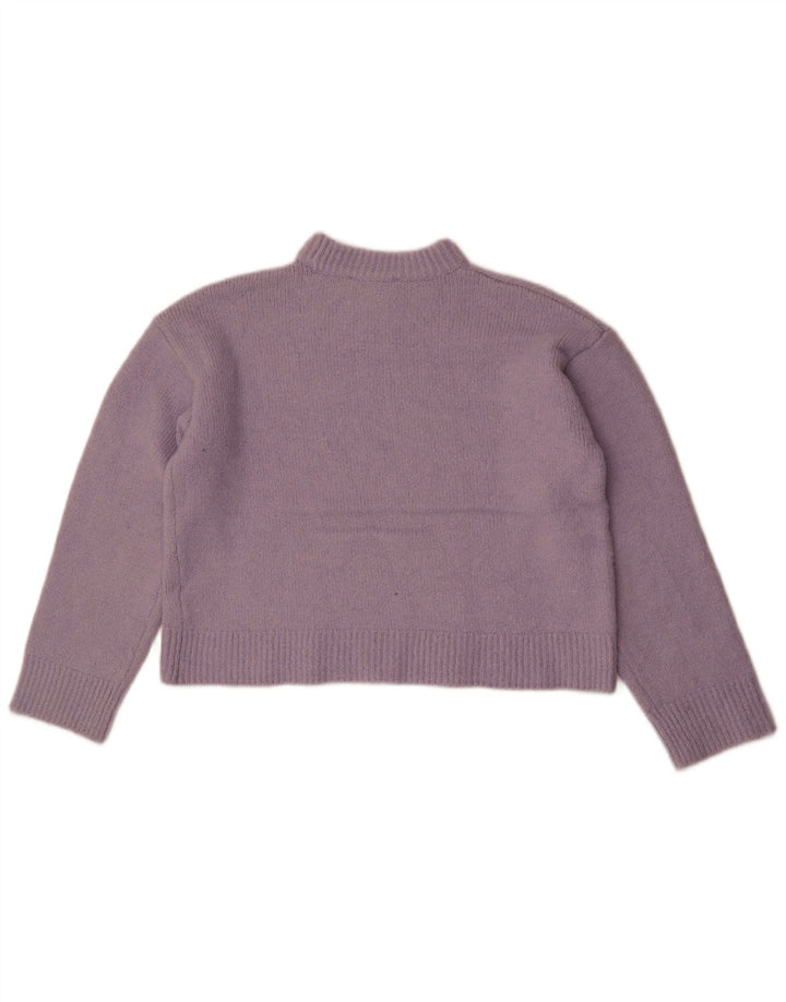 Zara Womens Crop Jumper Sweater UK 14 Medium Lilla Polyester