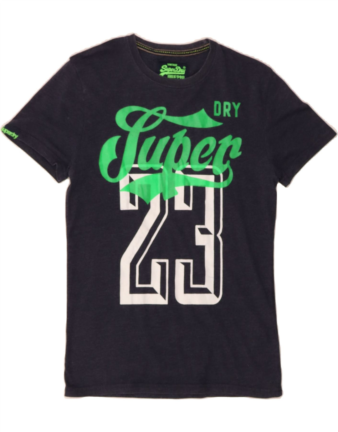 SUPERDRY Mens Graphic T-Shirt Top Small Navy Blue Cotton Vintage Superdry and Second-Hand Superdry from Messina Hembry 