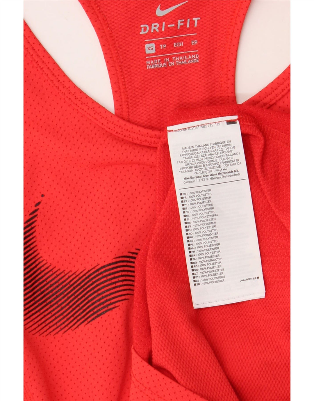 Nike Dame Dri Fit Grafisk Vest Top UK 6 XS Rød Polyester