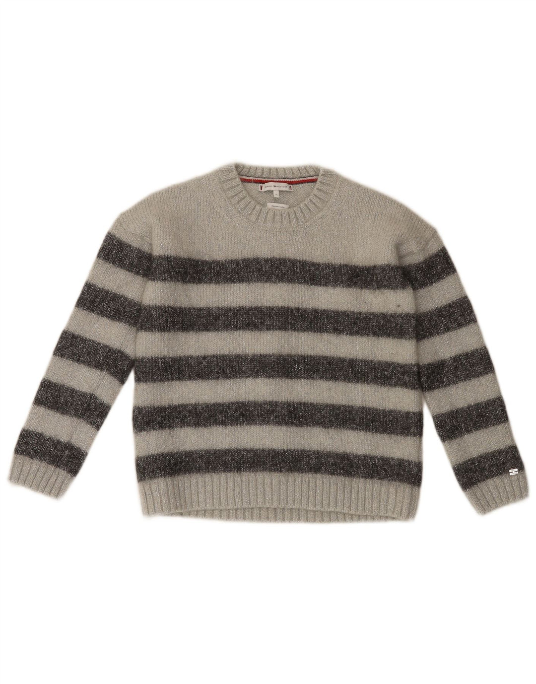 Tommy Hilfiger Dame Jumper Sweater UK 12 Medium Grå Stribet