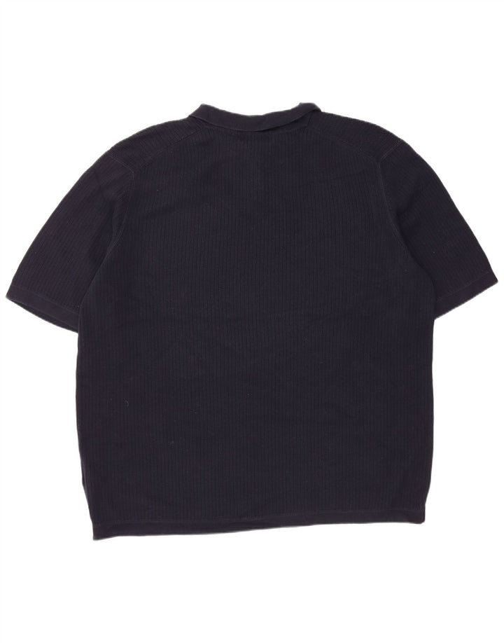 EDDIE BAUER Herre høj kortærmet polo-hals sweater XL marineblå