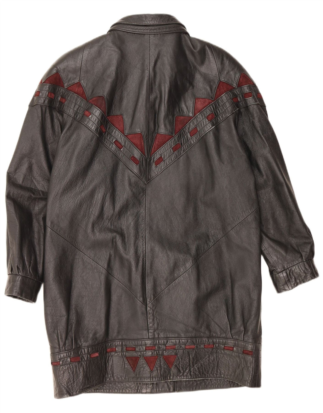 VINTAGE Oversized læderfrakke til kvinder IT 40 Lille sort læder