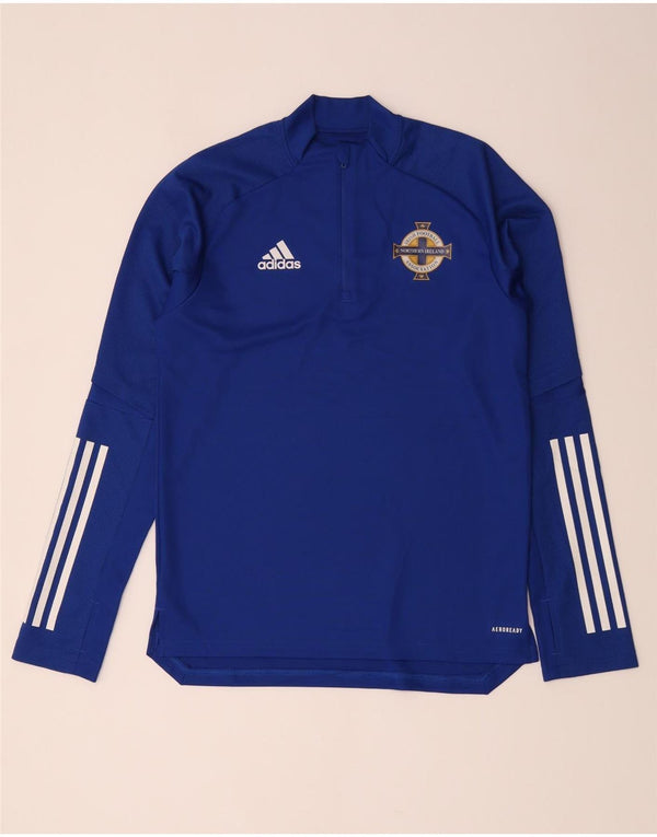 Adidas Herre Irish Football Pullover med lynlås-hals Træningsdragt Top Lille Blå
