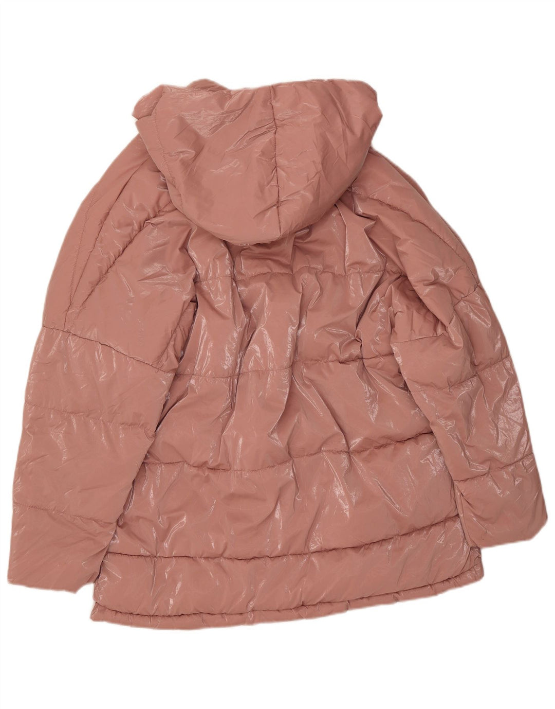 Zara Dame Oversized hættepolstret jakke UK 14 Medium Pink Polyamid