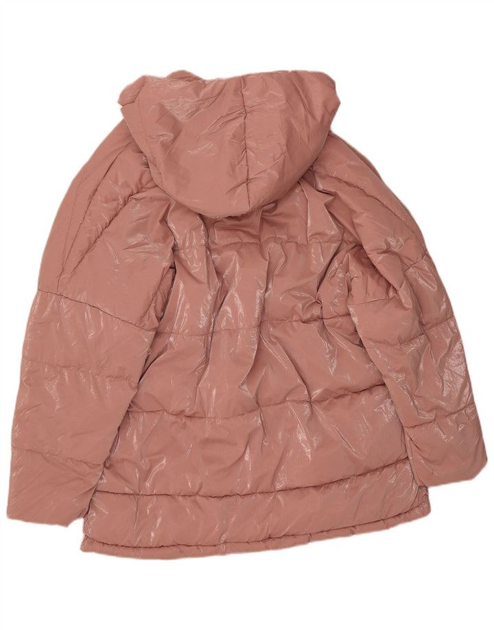 Zara Dame Oversized hættepolstret jakke UK 14 Medium Pink Polyamid