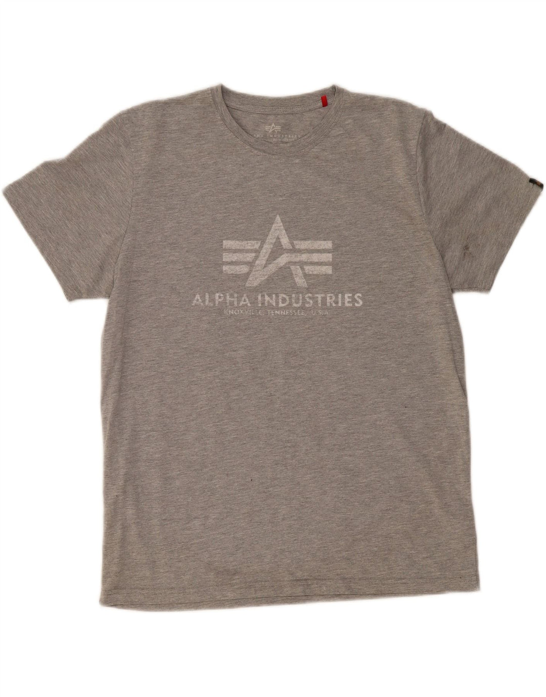 ALPHA INDUSTRIES Mens Graphic T-Shirt Top Large Grey Cotton