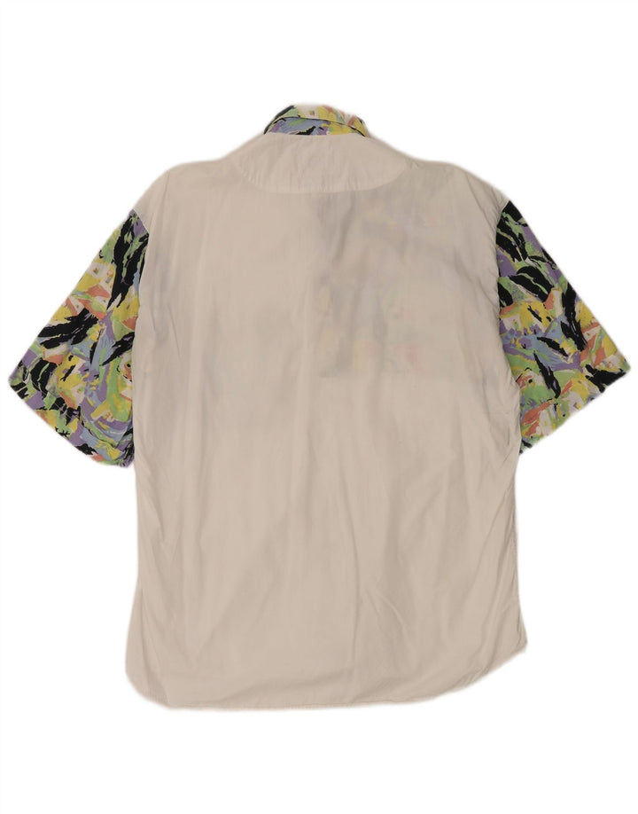 Le Frog Kortærmet herreskjorte Størrelse 39 40 Medium Hvid Colourblock