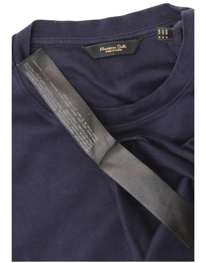 Massimo Dutti Herre T-Shirt Top Medium Marineblå Bomuld