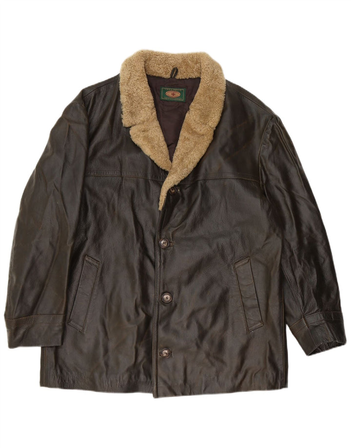 LAVORAZIONE ARTIGIANALE Læderjakke til mænd UK 40 Stor brunt læder