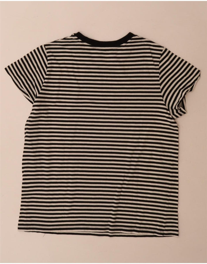 Levi's Dame T-Shirt Top UK 16 Stor hvid stribet bomuld