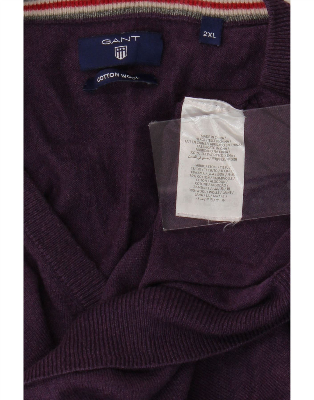 Gant Herre V-hals sweater 2XL Lilla bomuld