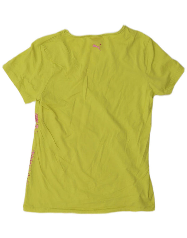 Puma Graphic T-Shirt Top UK 16 Large Yellow