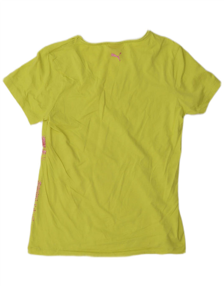 Puma Graphic T-Shirt Top UK 16 Large Yellow