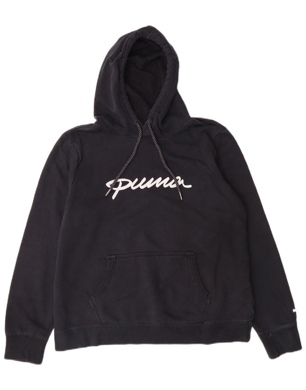Puma Graphic Hoodie Jumper UK 16 Large Black Bomuld