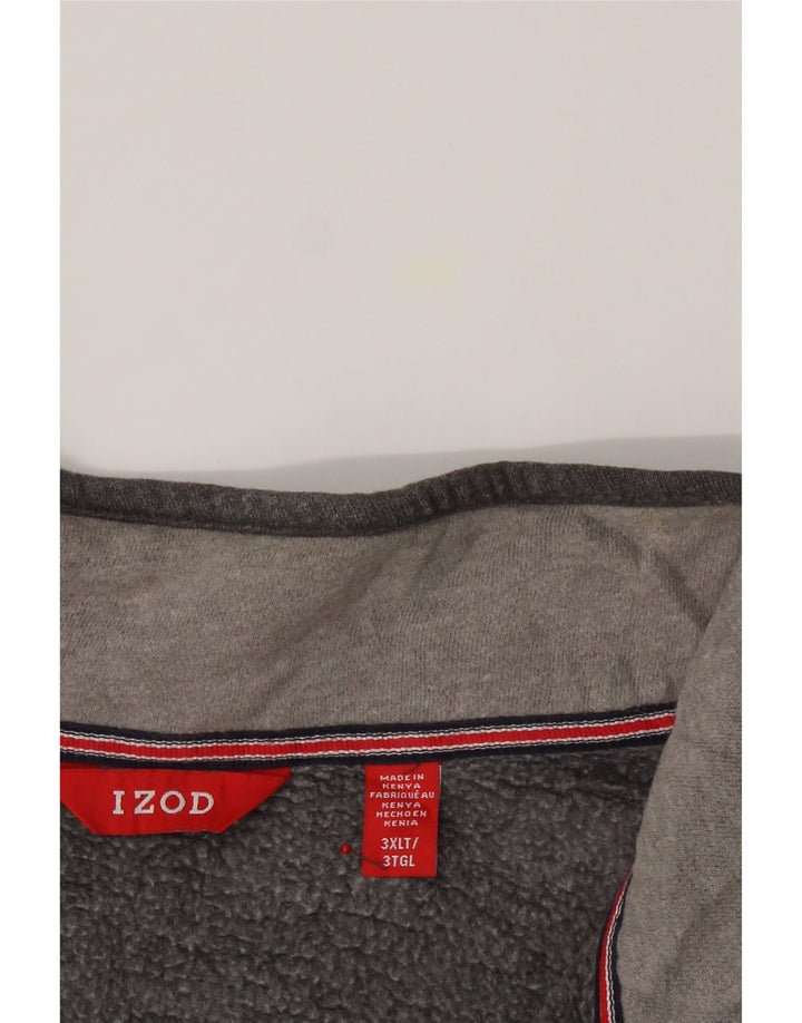 IZOD Mens Zip Neck Sweatshirt Jumper 3XL Grey Cotton Vintage Izod and Second-Hand Izod from Messina Hembry 
