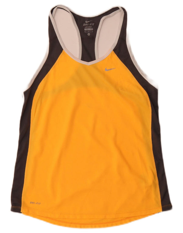 Nike Dame Dri Fit Vest Top UK 12 Medium Gul Colourblock Polyester