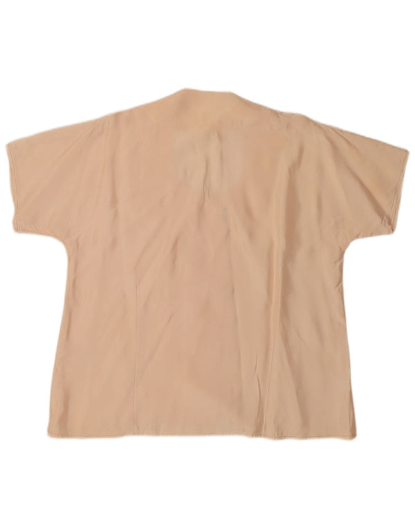 Vintage kortærmet skjortebluse til kvinder UK 18 XL Beige
