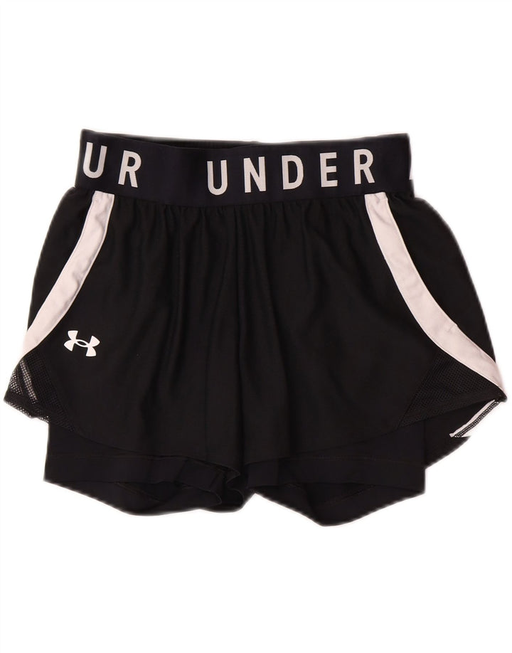 UNDER ARMOUR Womens Graphic Sport Shorts UK 6 XS  Black Polyester