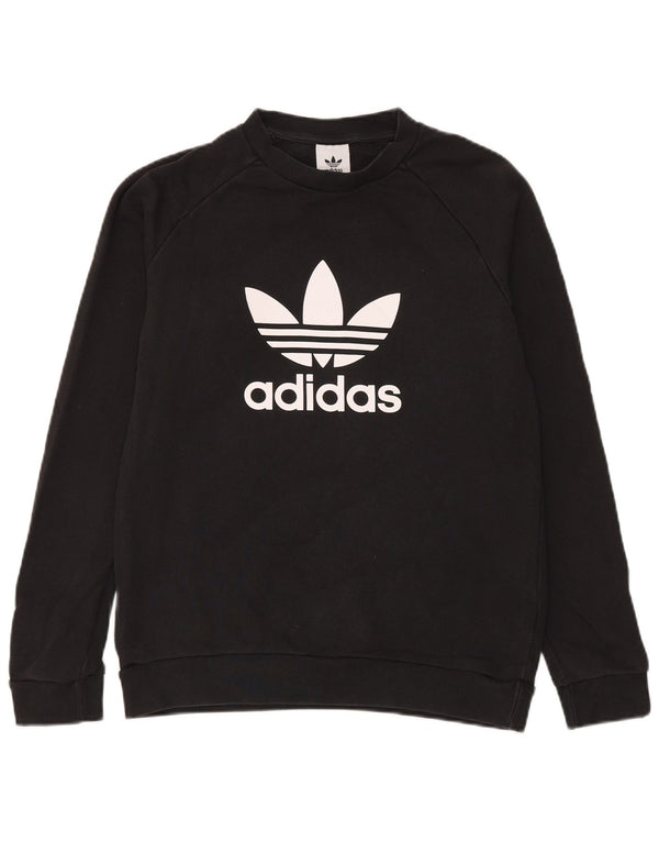Adidas Grafisk Sweatshirt Jumper Medium Sort Bomuld