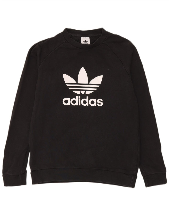 Adidas Grafisk Sweatshirt Jumper Medium Sort Bomuld