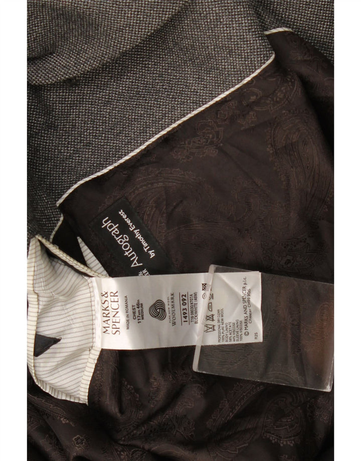Marks & Spencer Herre Autograph 2 Button Blazer Jacket UK 46 XL Grå Uld