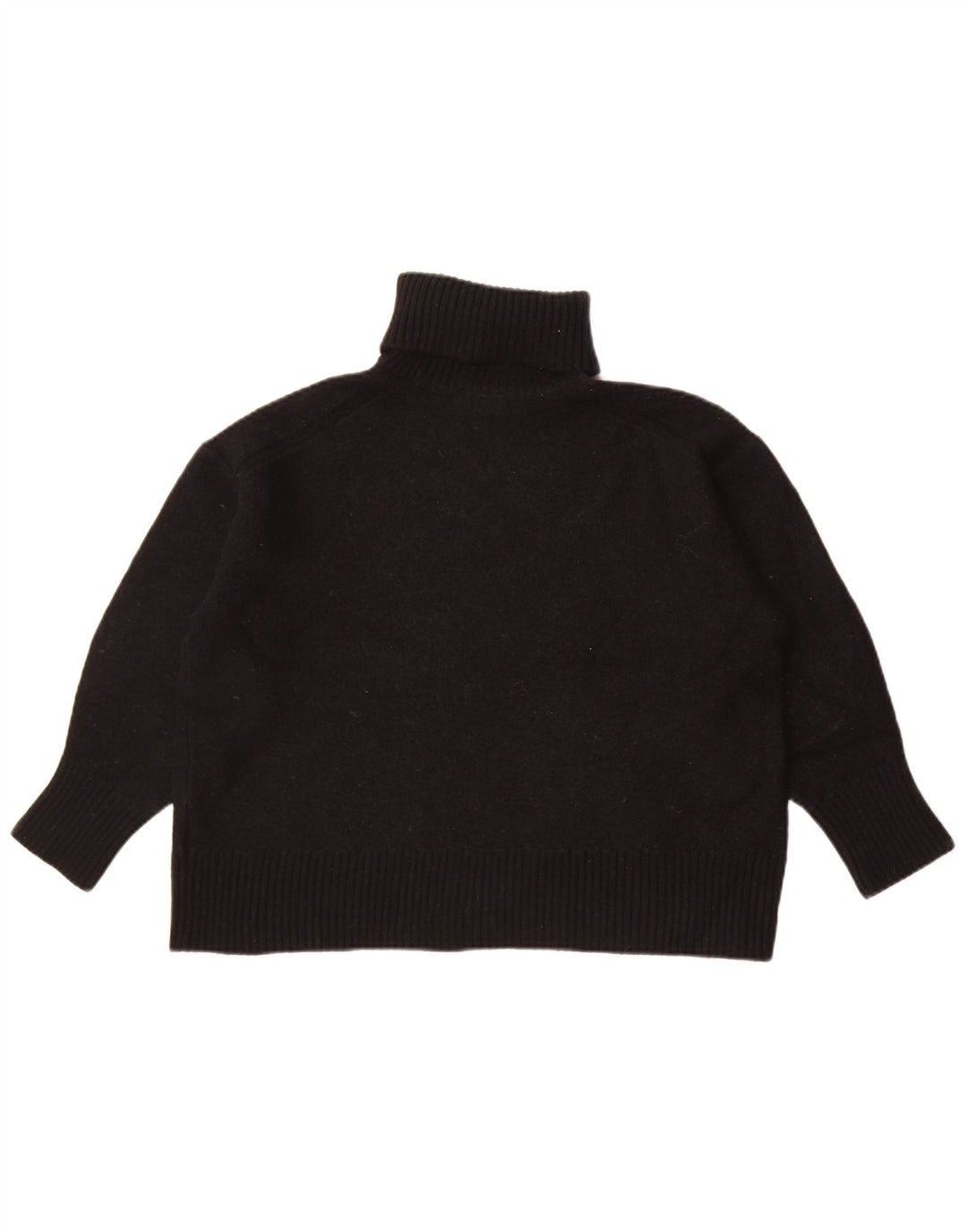 Cos Dame 3/4-ærmet Crop Roll Neck sweater UK 14 Medium Sort Uld