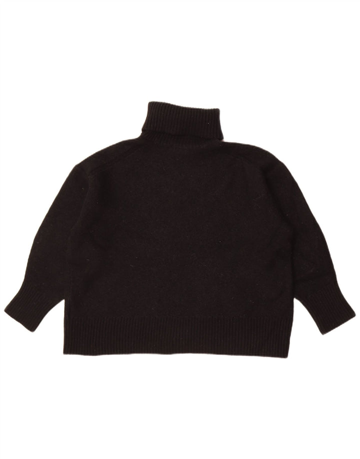 Cos Dame 3/4-ærmet Crop Roll Neck sweater UK 14 Medium Sort Uld