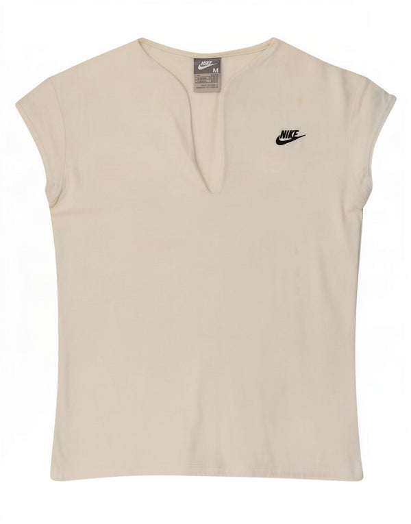 Nike T-Shirt Top UK 12 Medium Hvid Bomuld