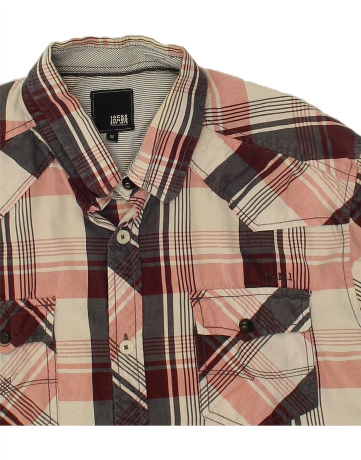 JACK & JONES Mens Graphic Short Sleeve Shirt Medium Pink Check Cotton Vintage Jack & Jones and Second-Hand Jack & Jones from Messina Hembry 