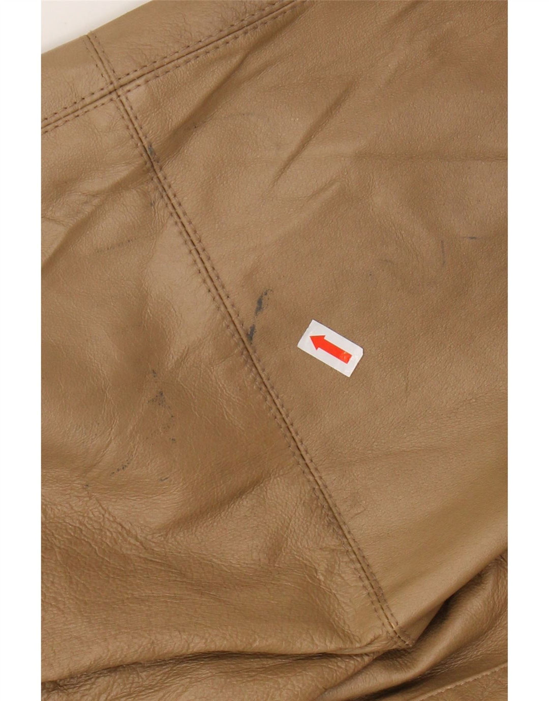 VINTAGE Oversized læderfrakke med hætte til kvinder IT 46 Stort brunt læder