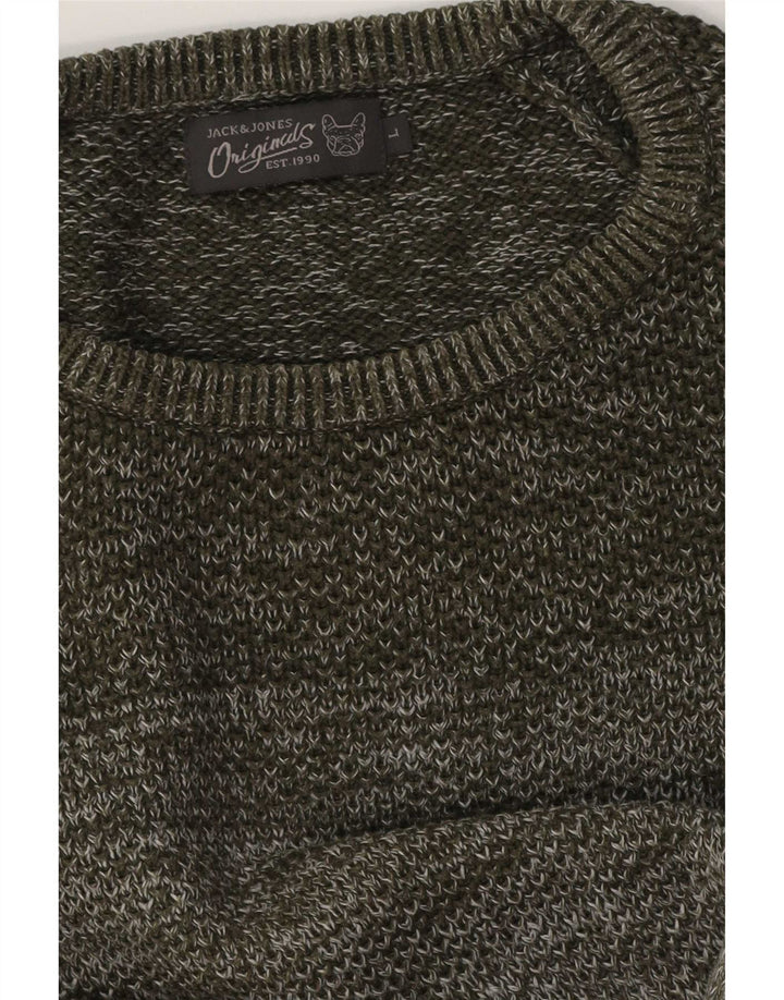 Jack & Jones Herre Boat Neck Jumper Sweater Stor Khaki Flecked