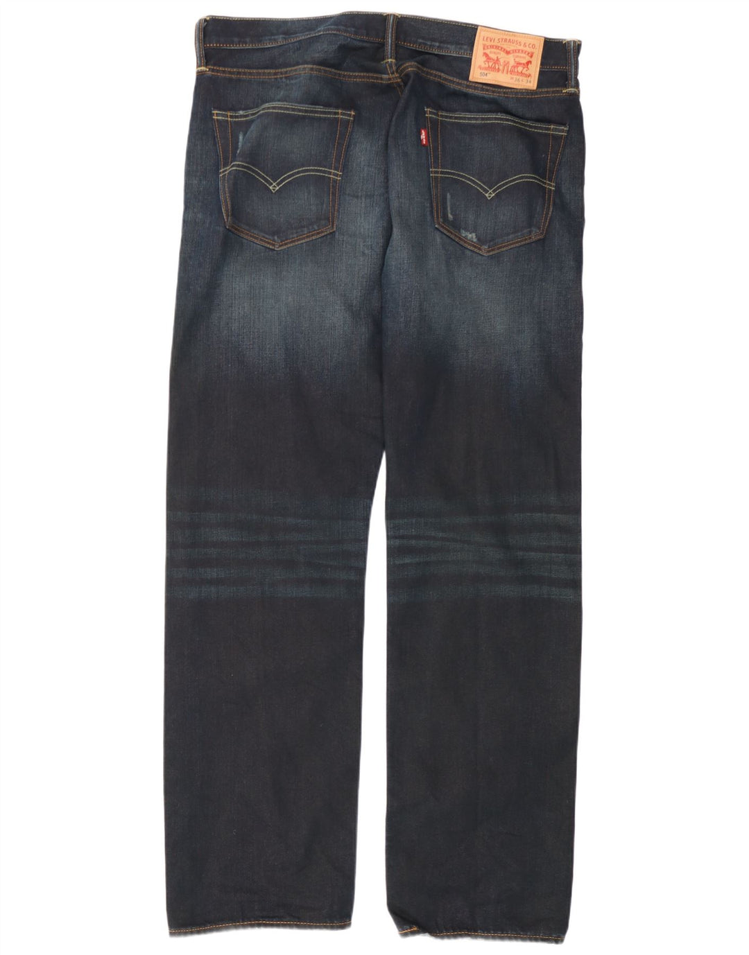 Levi's Herre 504 Distressed Straight Jeans W36 L34 Marineblå Bomuld