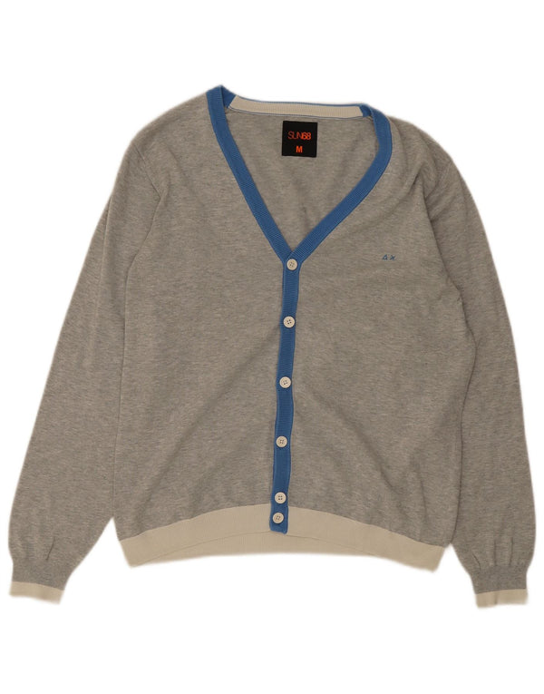 Sun68 Herre cardigan sweater Medium Grey Colourblock Bomuld