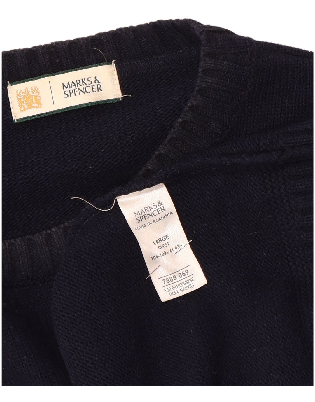 Marks & Spencer Herre Boat Neck Jumper Sweater Stor marineblå akryl