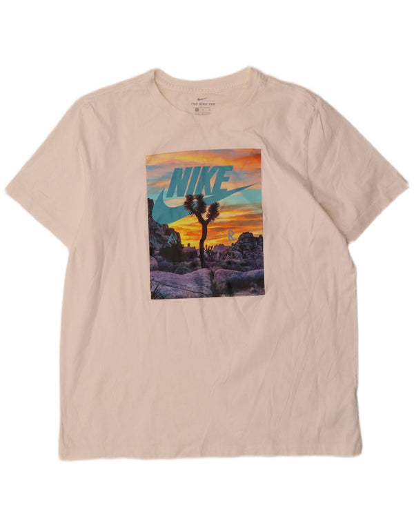 Nike grafisk T-shirt top til mænd XL hvid bomuld